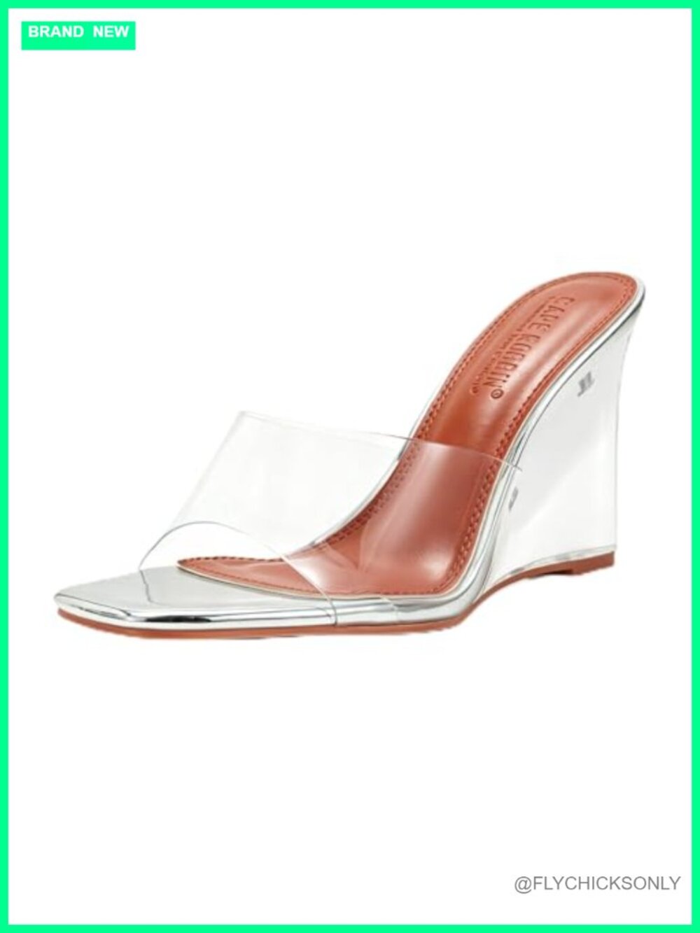 Clear Transparent Wedge Sandals Square Toe Slip On 3.75 Inch Summer Dressy